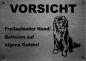 Preview: Edelstahl Warnschild Neufundländer VORSICHT Freilaufender Hund! Betreten auf eigene Gefahr!